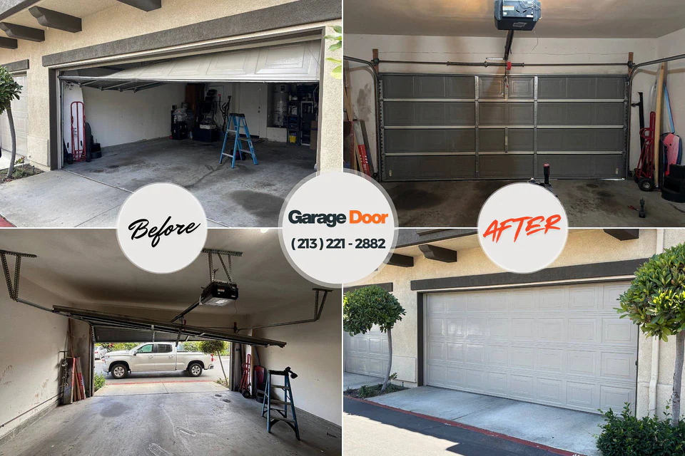 Before and after: garage door repair Collierville, TN